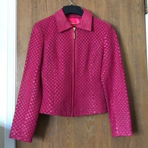 St. John size S pink weave leather jacket EUC